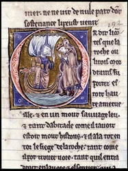 Rei Modreius. Manuscrito: Conquista do Saint Gréal, escrito 717 anos após a paixão do nosso senhor. Bibliotheque municipale de Rennes, ms. 255 (Coleção de romances da Távola Redonda); Paris