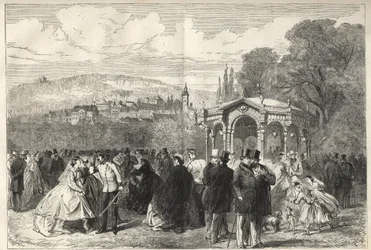 Konversationshaus - Baden Baden (Baden-Baden), Alemanha - O passeio em frente à casa de conversação - Vista geral de Baden-Baden a partir dos jardins da Casa de Conversação - 1867