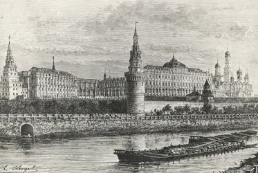 Kremlin em Moscou, Rússia, gravura da Rússia Livre