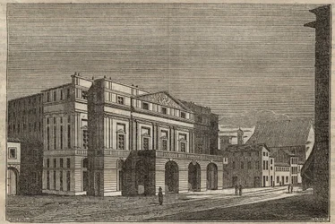 La Scala em Milão - Vista do teatro de La Scala em Milão, Itália - (Teatro alla Scala Milão) - 1837