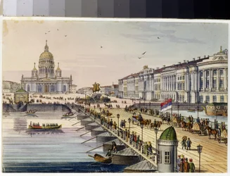 Catedral de Santo Isaac e Praça do Senado em São Petersburgo (Álbum de Marie Taglioni