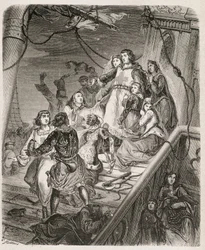 La galère de Saint Louis - em "História de Papas, Reis, Rainhas, Imperadores, Através dos Séculos" por Maurice Lachatre 1857