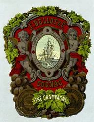 Rótulo de "Bellot Cognac - Fine Champagne", sd. Século XIX.