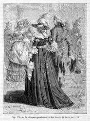 Chapéu de para-raios das senhoras de Paris 1778 - gravura