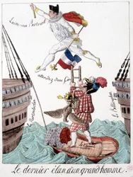O último impulso de um grande homem: a caricatura de Napoleão e do General Bertrand - em "Napoleon 1st, caricaturas, coleção de bonecos", Paris