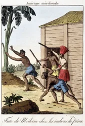 Vazamento do médico entre os índios do Peru (Inca) - gravura