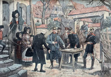 Les Alsace, mars 1918 (Oficiais alemães em campanha na Alsácia, março de 1918) Ilustração retirada de "Le pelerin" 10/03/1918 Coleção Privee Â