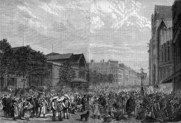 Les Halles central, em Paris, em 1878.
