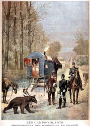 Les camps volants: Censo dos Boémios em França (Roulotte, bohemiens et gendarmes) - no "Le petit journal" de 05/05/1895