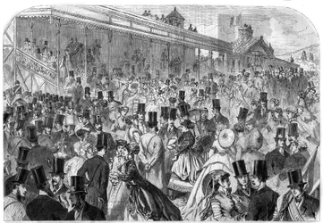Longchamp Racecourse: as bancadas das corridas do Bois de Boulogne na segunda-feira, 22 de abril. Gravação em "L