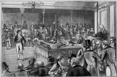 Lord John Russell (1792-1878) introduzindo a Lei de Reforma (Reform Act) na Câmara dos Lordes de 1832 (gravura)