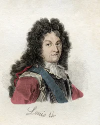Luís XIV (Luís Dieudonne 1638-1715) rei de França e Navarra. Do livro "Crabbs Historical Dictionary" publicado em 1825.