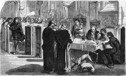 Louis de la Tremoille e seus prisioneiros após a Batalha de Saint-Aubin-du-Cornier (1488). Gravura do século XIX.