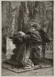 Lucrece Borgia (1480-1519) por Dying Hand to Leon X (Leone 10) (1475-1521) - gravura de 