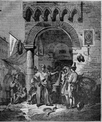Comerciante de massas Macaroni em Nápoles no século XIX.