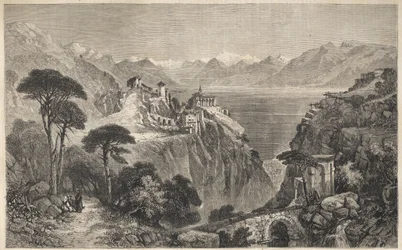 Madonna del Sasso, Suíça - O Convento de Nossa Senhora de Sasso - perto de Locarno no Lago Maggiore - Cantão do Ticino na Suíça - 1861