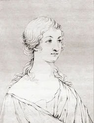 Marie-Madeleine Pioche de La Vergne, condessa de La Fayette, c. 1634 – 1693, da Galeria Histórica de Retratos e Pinturas, publicada em 1808.