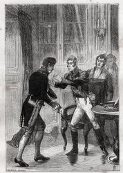 Encontro entre Charles Lemercier de Longpre (1778-1854), Barão de Haussez e Charles X a Saint-Cloud em 1830 - Gravação de 1882 em "Histoire de dix ans: 1830-1840" Louis-Blanc (1811-1882)