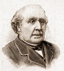 Membros da Academia Francaise em 1895: retrato de Albert, Duque de Broglie (1821-1901), historiador e político francês.