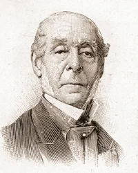 Membros da Academia Francaise em 1895: retrato de Ernest Legouve (1807-1903), romancista, poeta, dramaturgo e ensaísta francês.