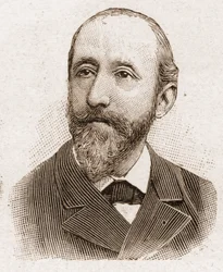 Membros da Academia Francaise em 1895: retrato de Jules Claretie (1840-1913), romancista, dramaturgo e crítico francês.