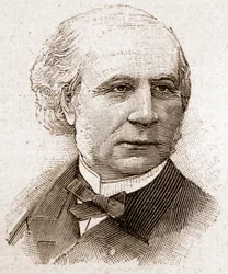 Membros da Academia Francaise em 1895: retrato de Octave Greard (1828-1904), historiador literário e oficial sénior, crítico literário francês.