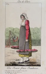 Comerciante de morangos e framboesas - em "Cris de Paris", deb. Século XIX
