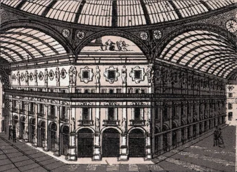 Milão, Itália: vista da galeria Victor Emmanuel (Victor Emmanuel Arcade). em "O mundo ilustra 168 vistas" Sem data (final do século XIX)