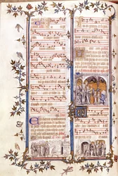 Missal de Saint Denis, por volta de 1350. Miniaturas representando Clotaire (Clothaire) e Dagobert.