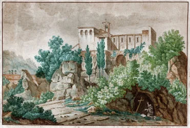 Mosteiro em Itália. (aguarela, por volta de 1850)