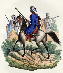 Gendarmes mouros encarregados da polícia de Argel pelo exército francês de África, formados em 1831 e dissolvidos em 1841. Em „Storia d