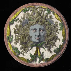 Mitologia: representação da Medusa, uma das três Gorgones.