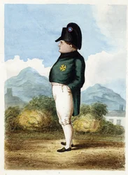 Napoleão Bonaparte na ilha de Santa Helena - Oficial de artilharia desconhecido - 1817 - Aguarela sobre papel - 30x22,6 - Coleção Privada