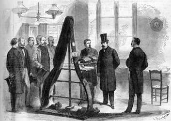 Napoleão III visitou os escritórios do telégrafo elétrico do Ministério do Interior em 1866.