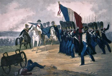 Napoleão I em Waterloo em 18/06/1815 - Gravura do século XIX