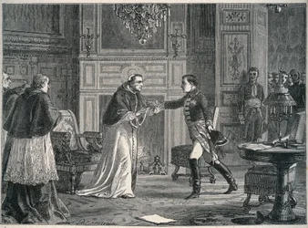 Napoleão visita o Papa Pio VII em Fontainebleau 1804 - Visita de Napoleão I ao Papa Pio VII a Fontainebleau 1804