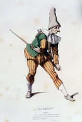 Nivelet em "les contens" (de Odet de turnèbe em 1584), em "le theatre francais au 16 eme et 17 eme ecle anterieur à Moliere" de Edouard Fournier.