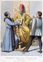 Juramento sobre os Evangelhos, França século XV.