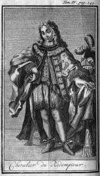 Ordens de Cavalaria. Cavaleiro do Redentor ou o sangue precioso de Jesus no Duche de Mântua (Mantova), no século XVII. Na "História das ordens militares ou dos cavaleiros, das milícias seguras e rotineiras de ambos os sexos, que se estabeleceram tão fa