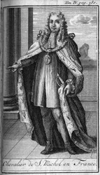 Ordens de Cavaleiro.Chevalier de Saint Michel em França, no século XV. Na "História das ordens militares ou cavaleiros, dos seculieres e milícias regulares de ambos os sexos, que foram estabelecidas até agora. Edição tirada de Abbe Giustiniani, R.P.Bonan