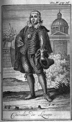 Ordens do Knight. Chevalier de Lorette em França, no século XVI. Na "História das ordens militares ou cavaleiros, das milícias seguras e de rotina de ambos os sexos, que foram estabelecidas até agora. Edição tirada de Abbe Giustiniani, R.P.Bonani, M. Her