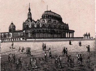 Ostende (Ostende), Bélgica: vista do Kursaal Digue (Casino). in "O mundo ilustra 168 vistas" Sem data (final do século XIX)