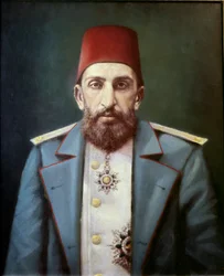 Império Otomano: Retrato do Sultão Abdulhamid II (pintura a óleo)