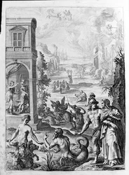 Ovide (Ovidius) - ilustração para o livro 15 - (P. Ovidii Nasonis Metamorphose libri XV um notis TH. Farnabii.) nota de Thomas Farnaby (Farnabia) (1575-1647)