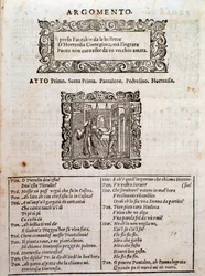 Página da comédia Amfiparnaso madrigal de Orazio Vecchi
