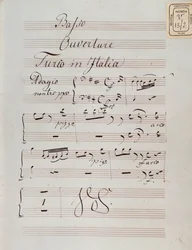 Página da partitura da abertura do The turk na Itália por Gioacchino Rossini