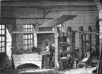 Fabrico de papel no século XIX.