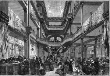 Paris 1872: interior de novas lojas, "a baixo preço".