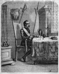 Pascal Paoli (1725-1807), patriota corsa em seu estúdio. In "Pasquale Paoli ossia la rotta di Pontenuovo" de F.D. Guerrazzi. 1872.