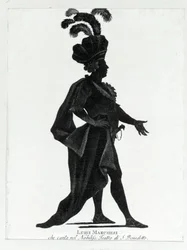 Interpretação da casta italiana Luigi Marchesi (1754 - 1829) também conhecida como Marchesini cantando no teatro de San Benedetto.